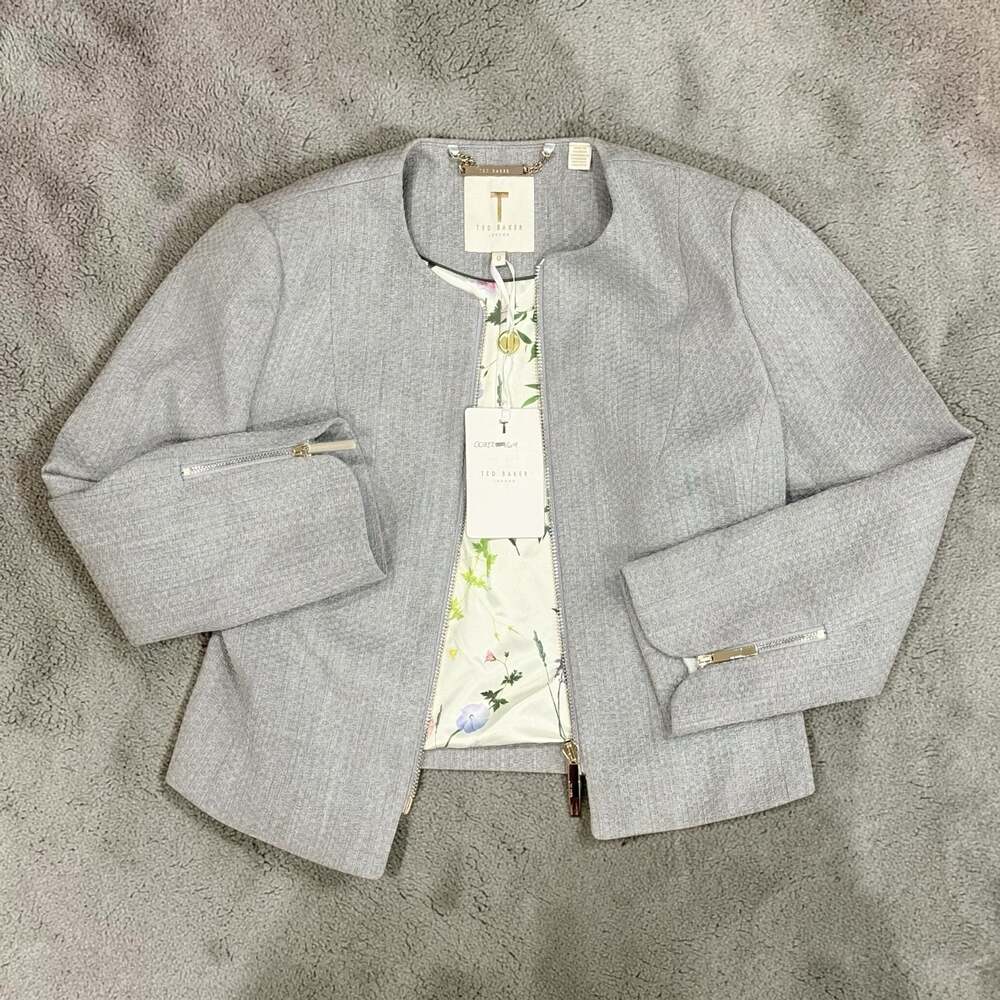 Ted Baker Textured Jacket Lt-Grey Size 0